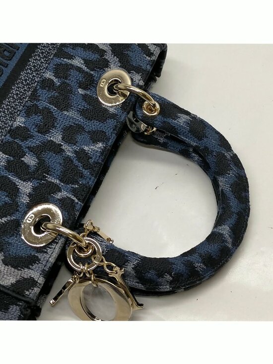 Authentic Dior Lady Dior Leopard Canvas Bag | Christian Dior Top Handle - Picture 6 of 16